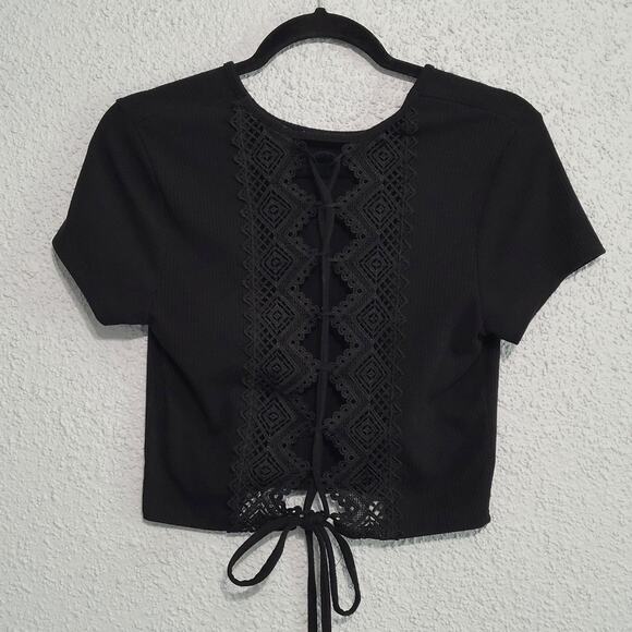 Womens Lace Up Top Size M Corset Goth Lacey Peasant Whimsigoth Witchy Punk Emo - Picture 1 of 5